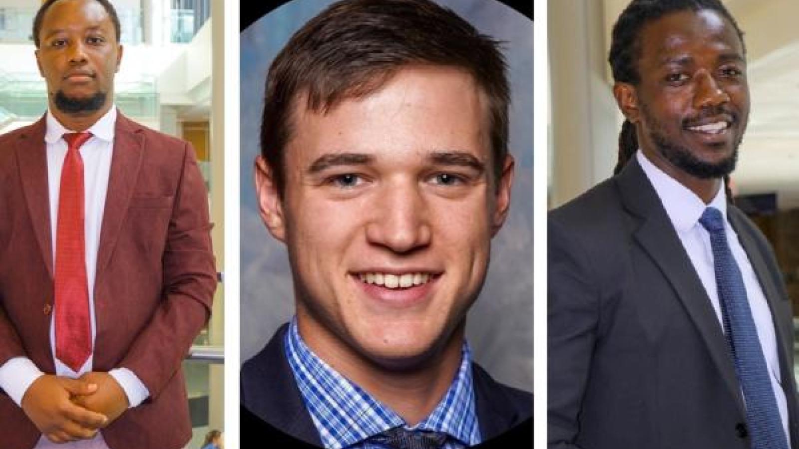 Photo of Eric Wambua (left) Bryce Gentner (middle) Shem Odhiambo (right)