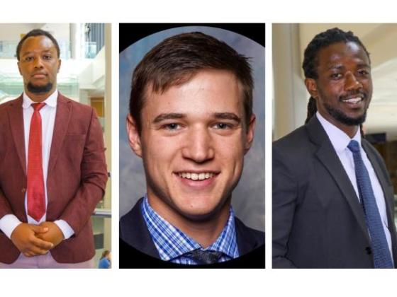 Photo of Eric Wambua (left) Bryce Gentner (middle) Shem Odhiambo (right)